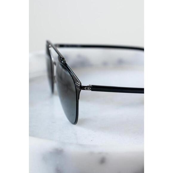 Christian Dior Black Thin Aviator Sunglasses Metal - Picture 2 of 5